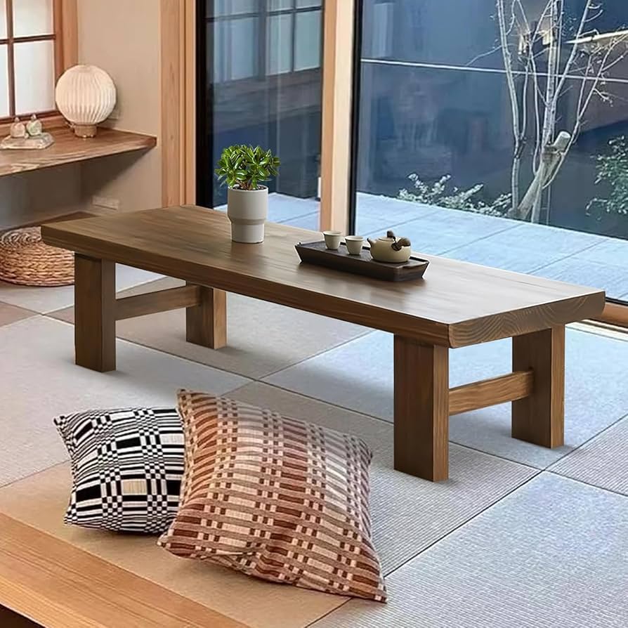 Modern Minimalist Solid Wood Coffee Table, Japanese Floor